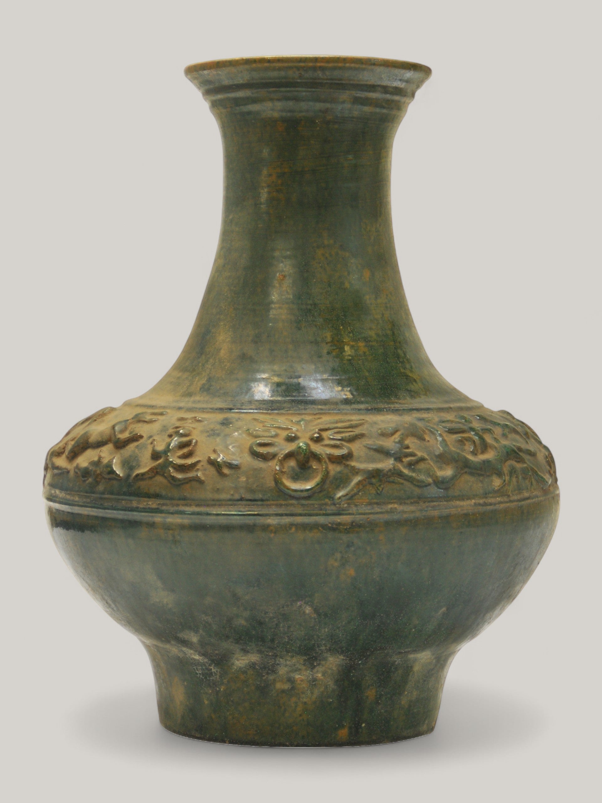 Han Style Jar with Running Beasts, Large, Long Neck