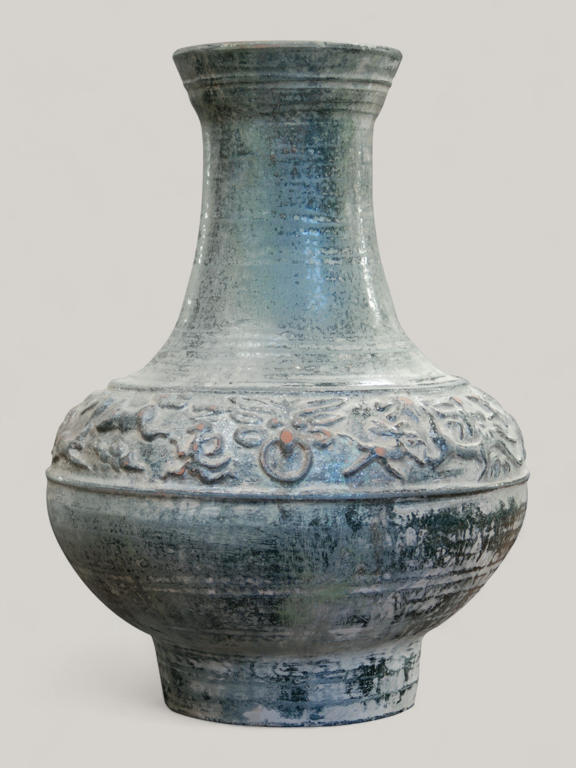 Han Style Jar with Running Beasts, Large, Long Neck