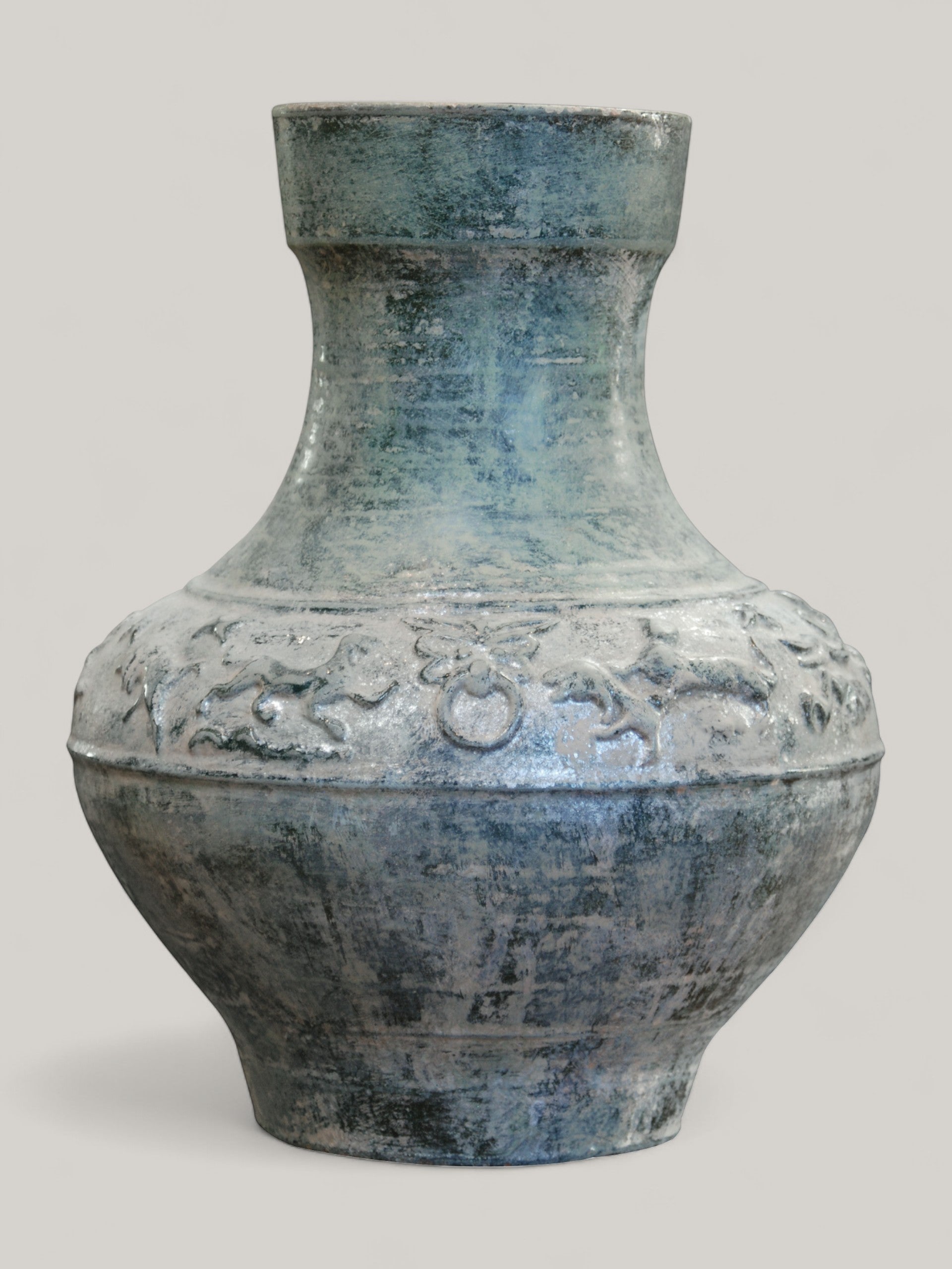 Han Style Jar with Running Beasts, Short Neck