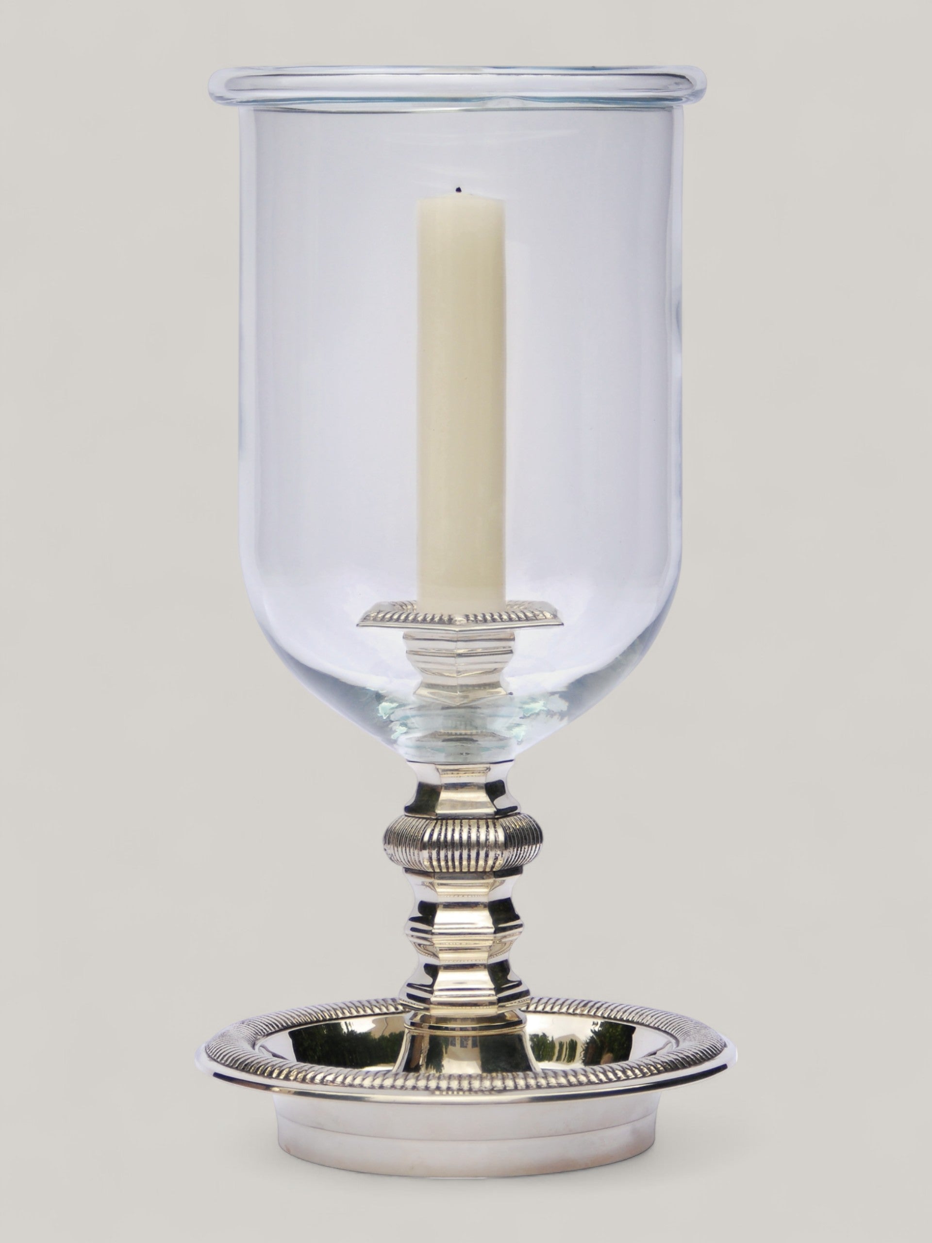 Daniella Silver Candlestick with Glass Hurricane